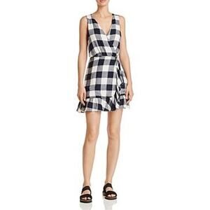 Rails Madison Azure Check Wrap Mini Dress - size Small